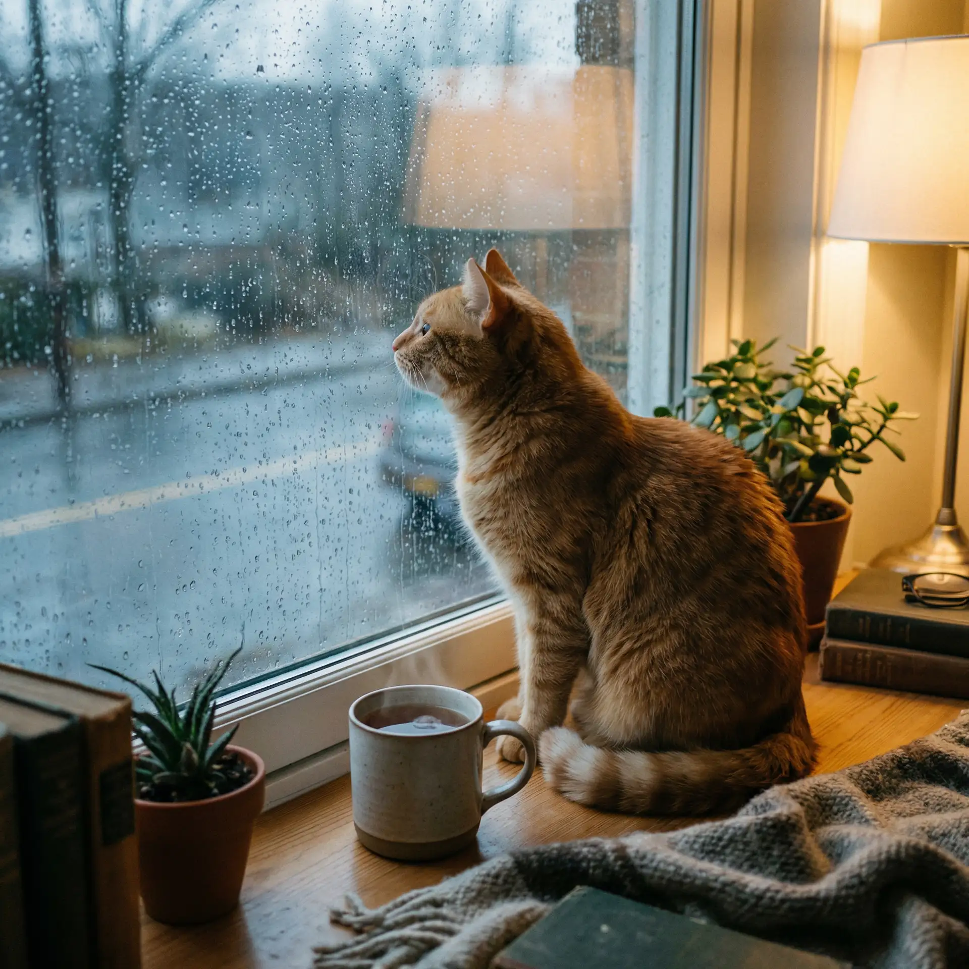 猫咪望着窗外的雨 - 十里桃花后传